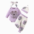 thumbnail image 4 of HCNTES Baby Girl Clothes Fall Winter Baby Girls Clothes Short Sleeve Cartoon Prints Romper Elastic Waist Shorts Headband Set Toddler Cute Summer Outfits, 4 of 4