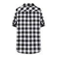 thumbnail image 5 of Wiicoznt Flannel Shirts for Men, Plaid Print Button Up Lapel Shirt with Pocket, Casual Lightweight Short Sleeve Tops for Summer,S-3XL, 5 of 9