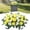Yellow, variant on Purple & White 36-Artificial Flower Cemetery Saddle, Elegant Remembrance Grave Rose Arrangement, Weatherproof Cemetery Flower Saddle for Headstone Decorations