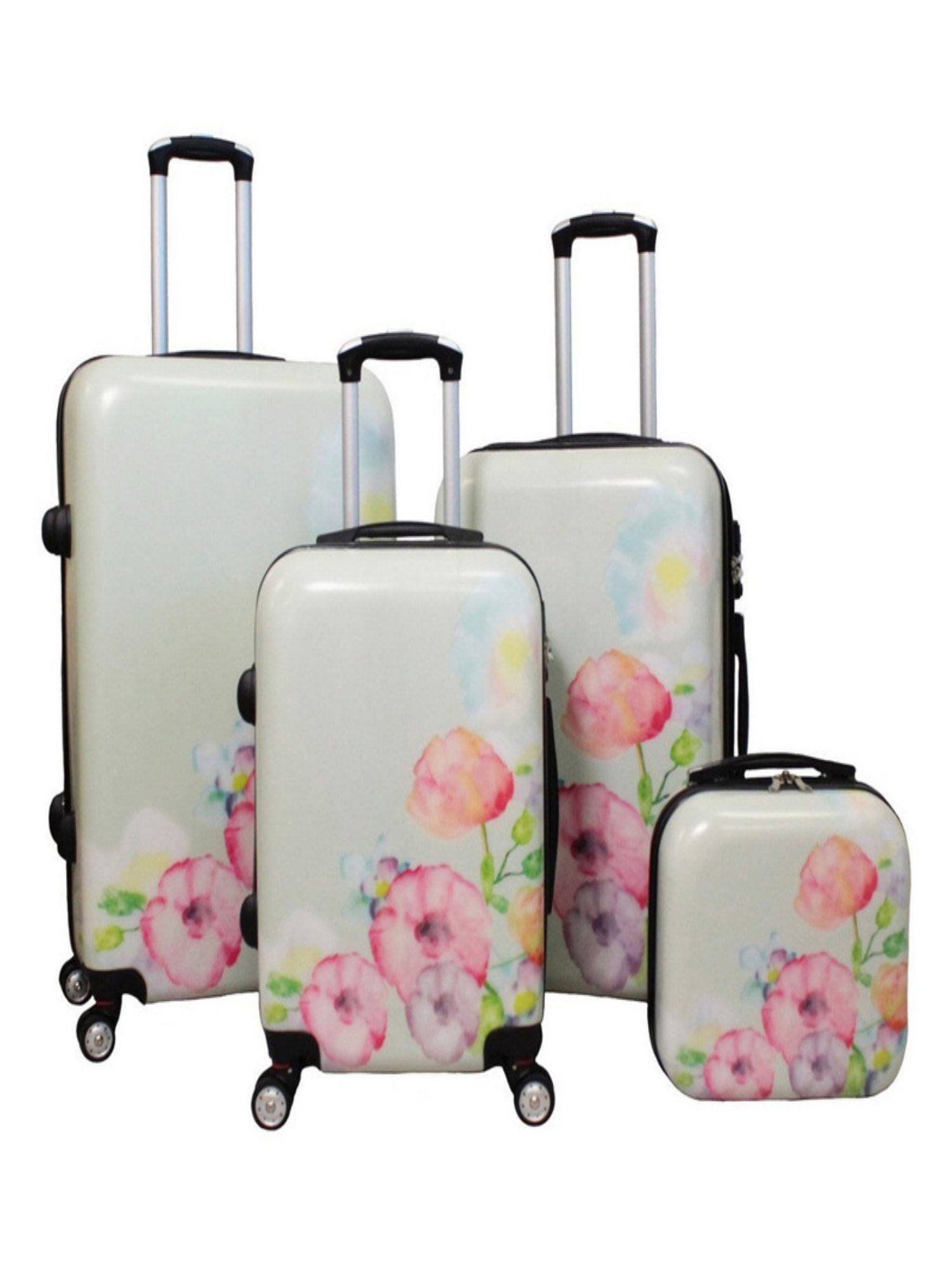 World Traveler Flower Bloom 4 Piece Lightweight Hardside Spinner