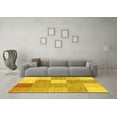 thumbnail image 3 of Ahgly Company Indoor Square Checkered Yellow Modern Area Rugs, 8' Square, 3 of 4