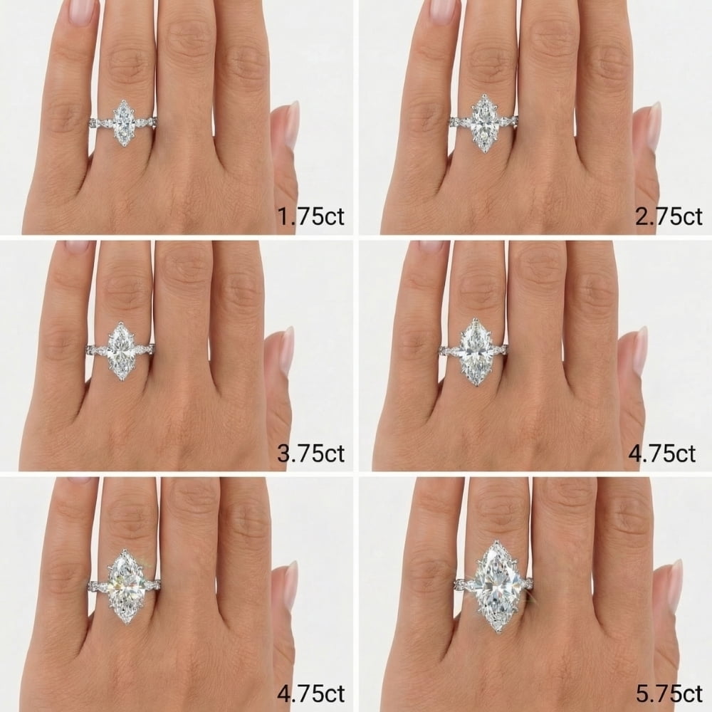 Pompeii Certified 1.75-5.75Ct Marquise Diamond Engagement Ring 14k or Platinum Lab Grown