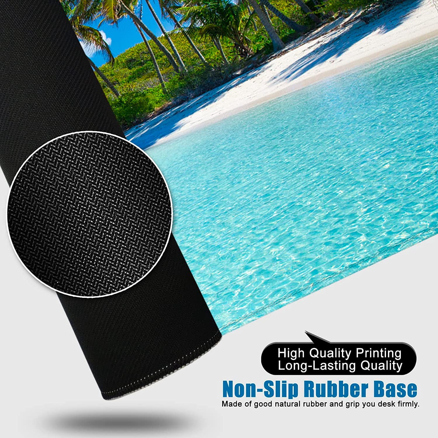 Beach Mouse Pad Ocean Theme Large Gaming Mouse Pad XXL 35x15.7x0.12 inch Large Mouse Pad for Desk with Personalized Design for Laptop, Computer PC (Beach -3)