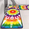 thumbnail image 2 of Kitchen Rugs Sets Of 2,Tie Dye Rainbow Concentric Circles Pattern Anti Fatigue Kitchen Mat Rugs Non Slip Washable,Decorative Kitchen Floor Mats for Kitchen,Sink,Laundry,17"x47"+17"x47", 2 of 5