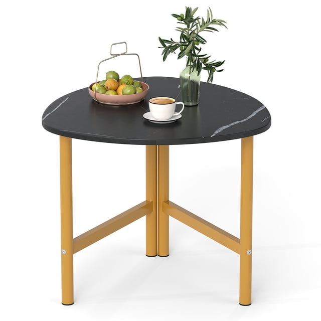 Gymax Triangle Coffee Table w/Metal Legs Industrial Center Table for Living Room