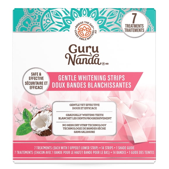 GuruNanda Teeth Whitening Strips - Infused with Coconut Oil - 7 Treatments