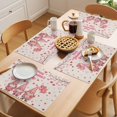 thumbnail image 5 of Galentine's Day Placemats Set of 4 Farmhouse Gnomes Love Balloon Tree Place Mats Indoor Wipeable Table Mats Washable Cloth Dining Table Placemats for Kitchen Holiday Party Home Decor 13x19 Inch, 5 of 9