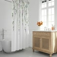 thumbnail image 6 of Watercolor Leaves Flowers Shower Curtain Sets,Green and Purple with Floral Bathroom Curtains,Modern Minimalist Bath Curtain, Waterproof Fabric with 12 Hooks 72x72 Inches, 6 of 6