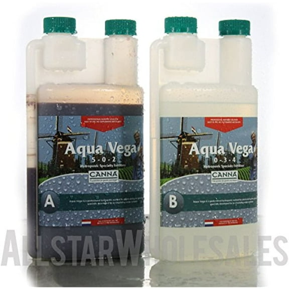 Canna Aqua Vega A B 1 Liter Hydroponic Nutrient Base Grow Phase, 1L Per Bottle ;from#allstarwhlsales