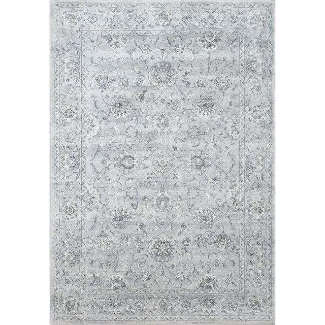 Ancient Garden Machine-Made Traditional Area Rug - Silver - 5' 3" x 7' 7" Oval