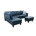 thumbnail image 5 of Starhome L Shaped Denim Couch with Storage Ottoman(Pillows Included) Microfiber, 5 of 9