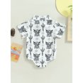 thumbnail image 5 of Western Baby Boy Clothes Cow Print Shirt Romper Short Sleeve Lapel Button Bodysuit Cowboy One Piece Gentleman Outfit, 5 of 8