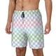thumbnail image 1 of Balery Colorful Checkerboard Bañador para hombre, shorts de playa de secado rápido con entrepierna y forro de compresión-X-Large, 1 of 6