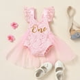 thumbnail image 3 of OBEEII Lace Tulle Romper Infant Dress First Birthday Princess Tutu Dresses Pink Cake Smash Outfits Little Girls Clothes with Headband, 3 of 6