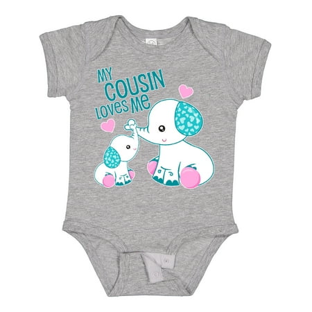 

Inktastic My Cousin Loves Me-cute Elephants Gift Baby Boy or Baby Girl Bodysuit