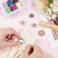 thumbnail image 3 of 4 Pcs 2 Colors Button Covers for Women 21mm Clip on Flower Rhinestone Buttons Cover Jewelry Detachable Shirt Button Clips for Dress Suit Tux Shirt Accessories Jet Silver, 3 of 9