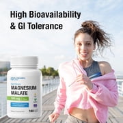 Puregen Labs Magnesium Malate 500mg | High Potency Elemental Magnesium | Superior Absorption, Non-GMO, NO Gluten and Dairy, Supports Muscle, Joint, and Heart Health | 180 Veggie Caps | 2PK