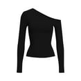 thumbnail image 5 of Sevevn Women's Fashion Casual Round Neck Solid Color Off The Shoulder Top Long Sleeve Shirts Black XL Savings Up to 30% Off, 5 of 5