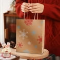 thumbnail image 4 of Eco-Friendly Kraft Paper Gift Bags With Handles for Christmas Gift Packaging, 3 Designs: Snowflake, Bells, Forest; Durable Tote Bags for Hassle-Free Gifting, 4 of 6