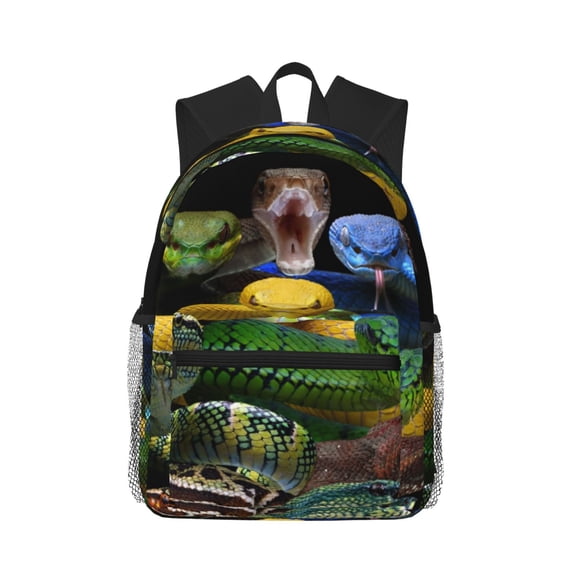 Hirioo Colorful Viper Snake for Casual Backpack College Backpack Laptop Backpack for Women and Men College Workplace Travel