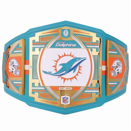 Miami Dolphins Championship Belt Metal Plates Hand-Tooled Leather Strap Adult Size Collectible Miami Dolphins Championship Belt Metal Plates Hand-Tooled Leather Strap Adult Size Collectible