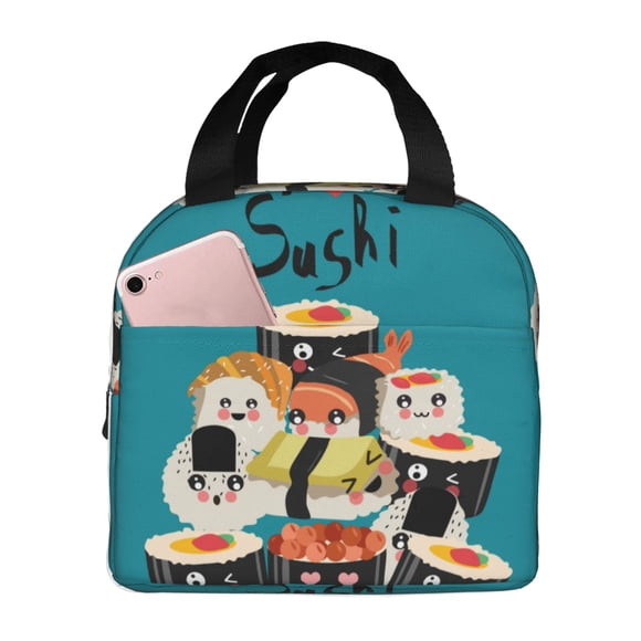 Vsdgher I Love Sushi Print Lunch Bag, Lunch Box for Women Adult Men, Lunch Tote Insulated Cooler Lunch Container for Work/Office/Picnic/Travel