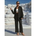 thumbnail image 4 of Traje de Verano para Mujer, de Dos Piezas, con Camisa, Pantalones y Ropa Deportiva Informal para Playa y Vacaciones Negro M, 4 of 9