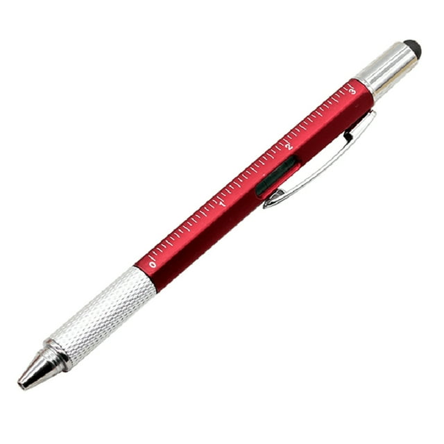 CAROOTU 6 in 1 Multi-functional Stylus Pen with Black/Blue Refill Tool Tech Ballpoint Pen with Clip Smooth