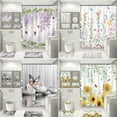 4Pcs Watercolor Floral Shower Curtain Butterfly Farm Plants Rustic