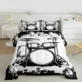 thumbnail image 2 of Homewish Drum Kit Queen Comforter Set,Music Instrument Bedding Sets,Black Splatter Ink Bedding Comforter Set For Boys Kids,Super Cozy Room Decor Reversible,3-Piece, 2 of 8