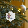thumbnail image 7 of 3drose, Cute Little Girl with Braids in a Winter Outfit Ice Fishing, 3 inch Snowflake Porcelain Ornament, 7 of 7