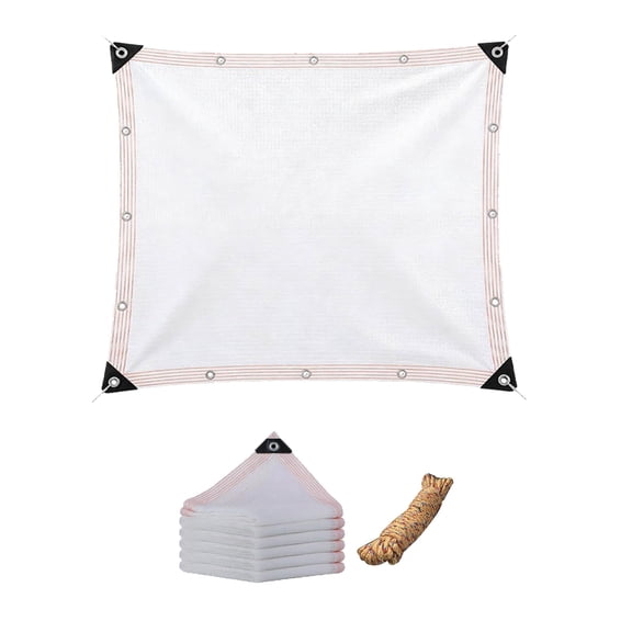 White Shade Cloth with Grommets - Shade Net for Garden, Greenhouse Mesh Tarp Water Permeable, Sunblock Cover for Patio Vegetable Bed Dog Kennel Coop (A)