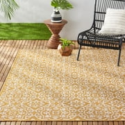 Nicole Miller New York Patio Country Danica Transitional Geometric Indoor/Outdoor Area Rug, Yellow/White, 7'9x10'2