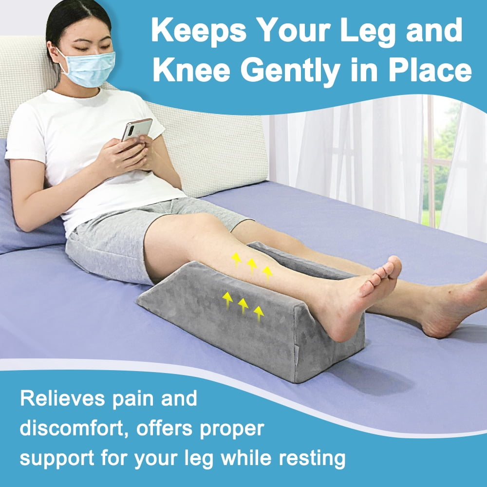 Leg Elevation Wedge Pillow Knee Foam for Sleeping Post Surgery Foot Leg Rest Pillows Knee Support Cushion Medical Elevated Pillow Leg Elevator Bed Positioning Wedge Ankle Surgery Recovery (50cm Long)