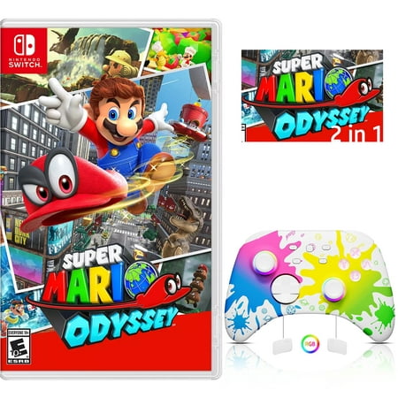 Super Mario Odyssey Game Disc and Upgraded Switch Pro Controller for Nintendo Switch/OLED/Lite, Wireless Switch Remote for PC/IOS/Android/Steam