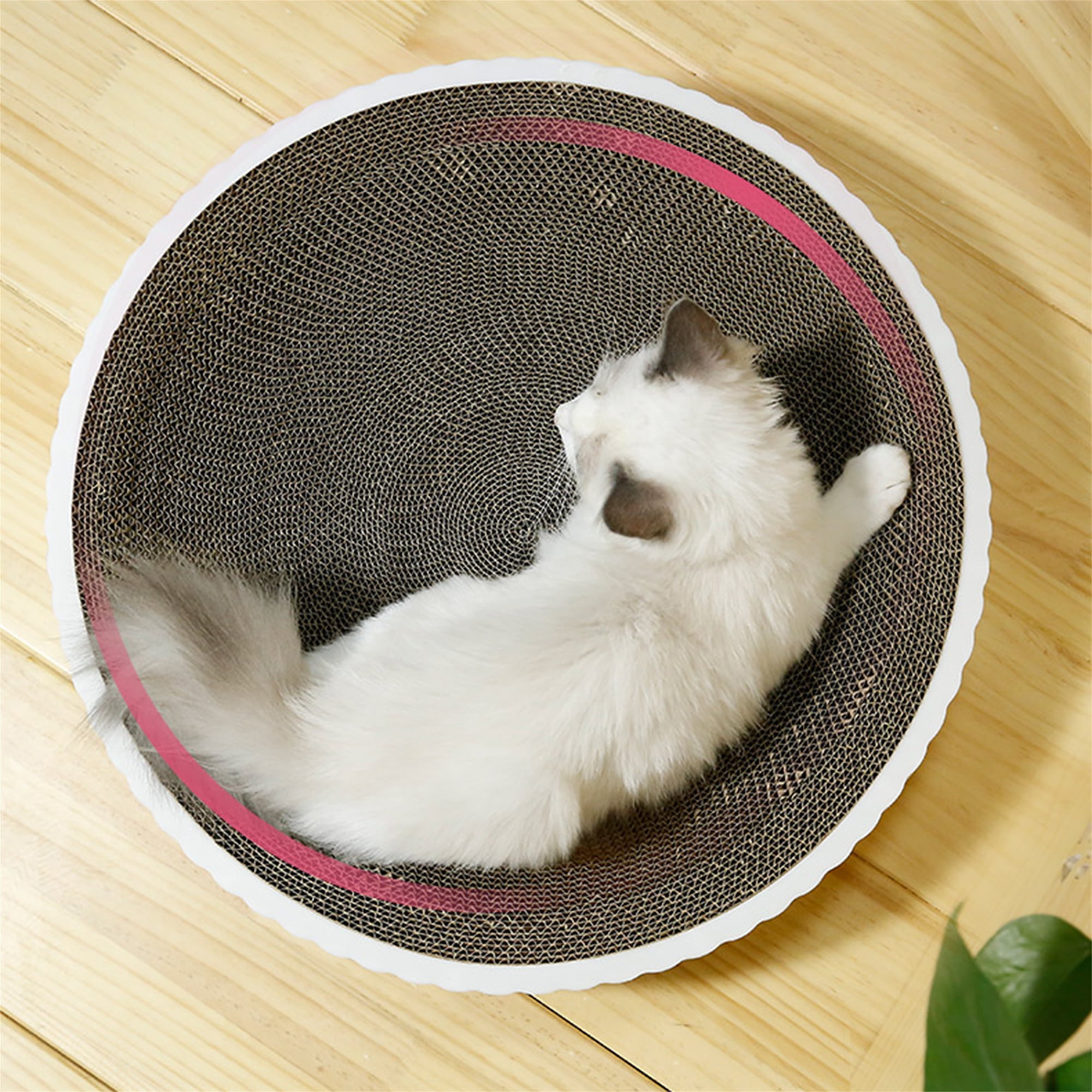 Pefilos 18" Cat Scratcher Toy with Base, Cardboard Cats Scratching Post Bed Durable Scratch Kitties Wear-Resistant Supplies, White Pefilos 18" Cat Scratcher Toy with Base, Cardboard Cats Scratching Post Bed Durable Scratch Kitties Wear-Resistant Supplies, White