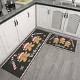 thumbnail image 3 of Christmas Kitchen Rug Set of 2 Absobent Kitchen Mats for Floor,Welcome Christmas Gingerbread Man Candy Kitchen Rugs and Mats for Bathroom,Room Cooking (47x17+30x17in), 3 of 6