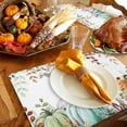 thumbnail image 3 of Fall Thanksgiving Placemats Set of 6, Autumn Pumpkins Eucalyptus Leaves Heat Resistant Washable Dining Table Mats Fall Holiday Farmhouse Decor for Kitchen&Linens Outdoor Indoor, Blue Sage Green Orange, 3 of 6