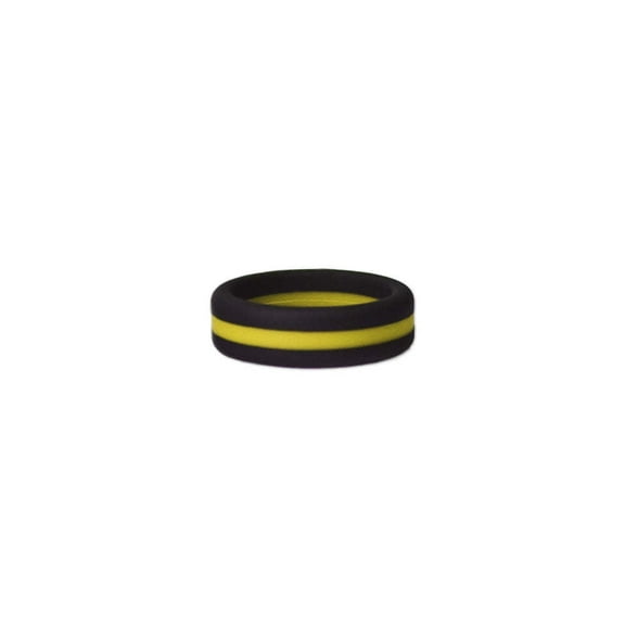 Black and Yellow Stripe Silicone Ring Size 7 by Lifebeats