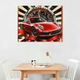 thumbnail image 2 of Orinice Red Car Checkered Background Speedometer Fine Art Aesthetic Poster Print Wall Painting for Classroom Kitchen Office Farmhouse Bathroom Room Decor 16x12in, 2 of 6