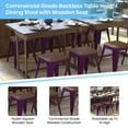 thumbnail image 4 of BizChair 18" Backless Table Height Stool with Wooden Seat, Stackable Purple Metal Indoor Dining Stool, Commercial Grade - Set of 4, 4 of 10