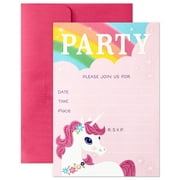 Hallmark Kids Party Invitations, Rainbow Unicorn, 10 ct.