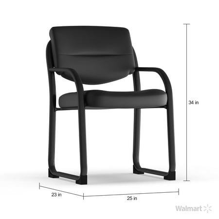 Flash Furniture - Donny  Contemporary Leather/Faux Leather Side Chair - Upholstered - Black
