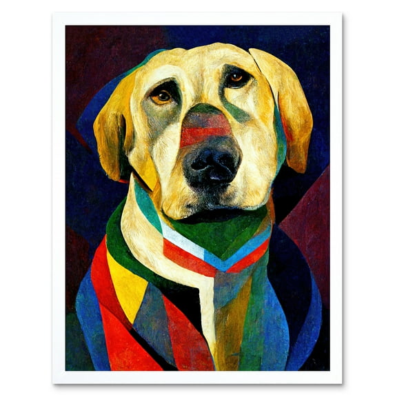Kandinsky's Dog Abstract Multi-Coloured Oil Painting Art Print Framed Poster Wall Decor 12x16 inch