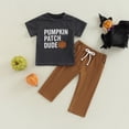 thumbnail image 4 of Douhoow Baby Boy Summer Clothes Infant Short Sleeve Pumpkin Print T-shirt + Elastic Waist Pants, 4 of 8