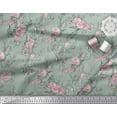 thumbnail image 3 of Soimoi Green Cotton Duck Fabric Blossom & Peony Floral Print Sewing Fabric Yard 44 Inch Wide, 3 of 3