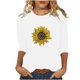 thumbnail image 1 of Camisetas Casuales de las Mujeres de Moda Impresa 3/4 Mangas Blusa Cuello Redondo para el Hogar Y Diario, 1 of 4