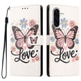 thumbnail image 2 of Colorful Painted Wallet Phone Case for Samsung Galaxy A37 5G 6.7" , PU Leather Flip Folio Cover With Card Slots, Magnetic Closure, Kickstand, Shockproof Protective Phone Case,Pink Butterfly, 2 of 10