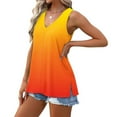 thumbnail image 5 of GaThRRgYP Womens Tops SummerTank Tops,Women's Sleeveless V-Neck Top,Ladies' Loose and Casual New Gradient V-neck Sleeve with Side Slit Casual Fashion Top Orange M, 5 of 8