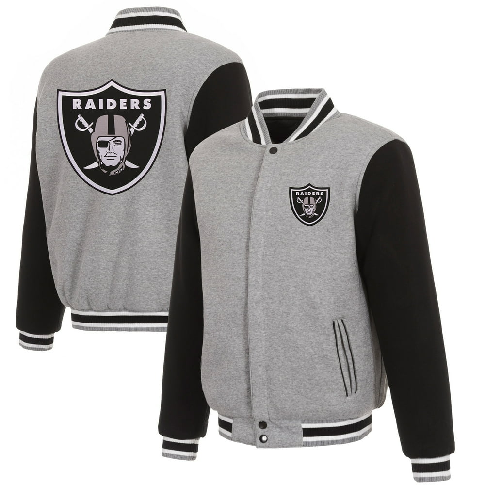 Las Vegas Raiders JH Design Reversible Fleece Full-Snap Jacket - Gray